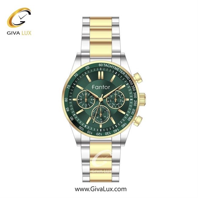 ساعت مچی اورجینال مردانه فانتور سه موتوره فول تایم طلایی | طلایی-نقره ای| سبز یشمی تیره| کد رفرنس WF1033-gb