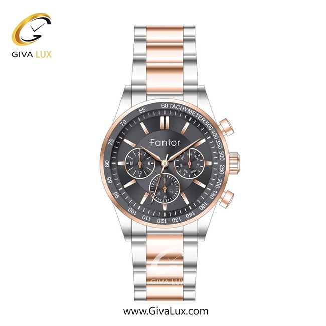 ساعت مچی اورجینال مردانه فانتور سه موتوره فول تایم رزگلد | رزگلد-نقره ای| مشکی| کد رفرنس WF1033-stbl