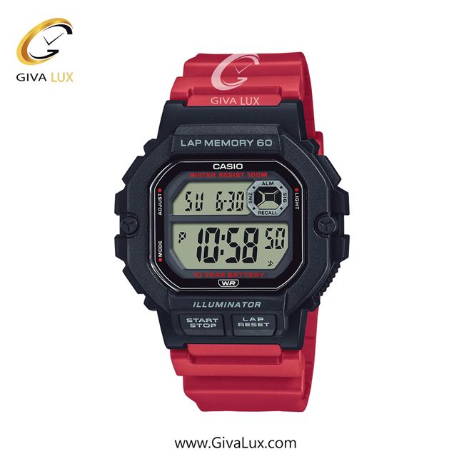 ساعت مچی اورجینال مردانه کاسیو Casio مشکی | قرمز| مشکی| کد رفرنس WS-1400H-4AVDF