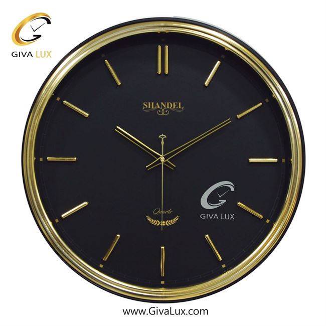 ساعت دیواری اورجینال شاندل پلاستیک فشرده ABS مشکی-طلایی| کد رفرنس X102
