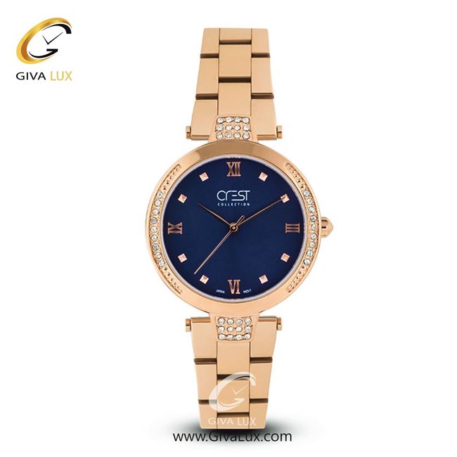 ساعت مچی اورجینال زنانه کرست رزگلد | رزگلد| سرمه ای| کد رفرنس Crest6002