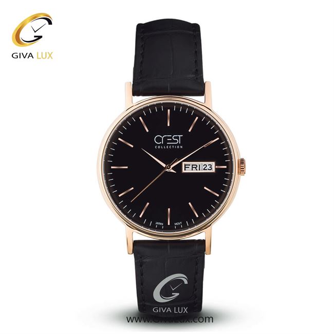 ساعت مچی اورجینال مردانه کرست رزگلد | مشکی| مشکی| کد رفرنس Crest6004