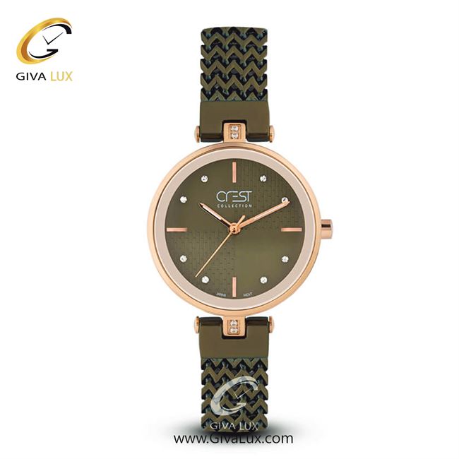 ساعت مچی اورجینال زنانه کرست رزگلد | زیتونی| زیتونی| کد رفرنس Crest6009