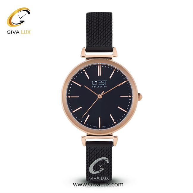 ساعت مچی اورجینال زنانه کرست رزگلد | مشکی| مشکی| کد رفرنس Crest6017