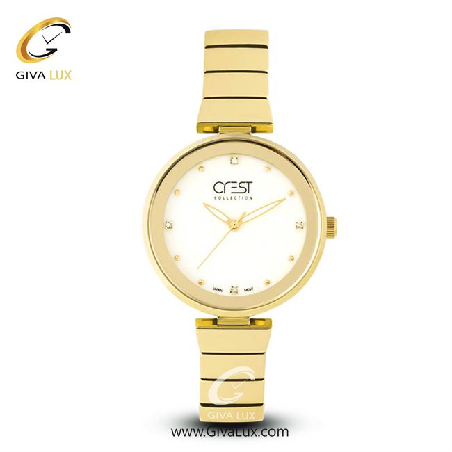 ساعت مچی اورجینال زنانه کرست طلایی | طلایی| سفید| کد رفرنس Crest6020