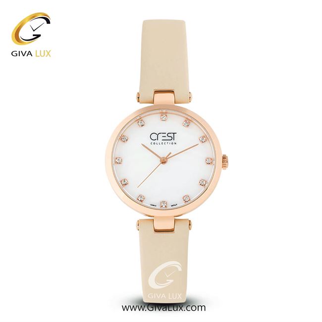 ساعت مچی اورجینال زنانه کرست رزگلد | کرم| سفید| کد رفرنس Crest6021
