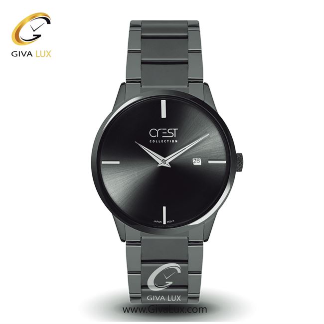 ساعت مچی اورجینال مردانه کرست نقره ای | نقره ای| مشکی| کد رفرنس Crest6034