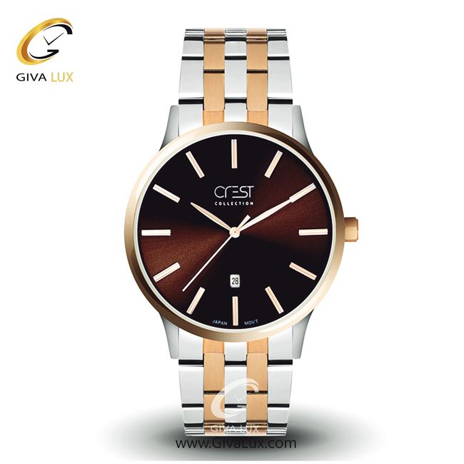 ساعت مچی اورجینال مردانه کرست رزگلد | رزگلد-نقره ای| قهوه ای| کد رفرنس Crest6037