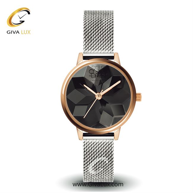 ساعت مچی اورجینال زنانه کرست رزگلد | نقره ای| مشکی| کد رفرنس Crest6080