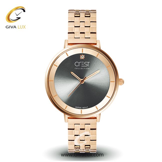 ساعت مچی اورجینال زنانه کرست رزگلد | رزگلد| مشکی| کد رفرنس Crest6084