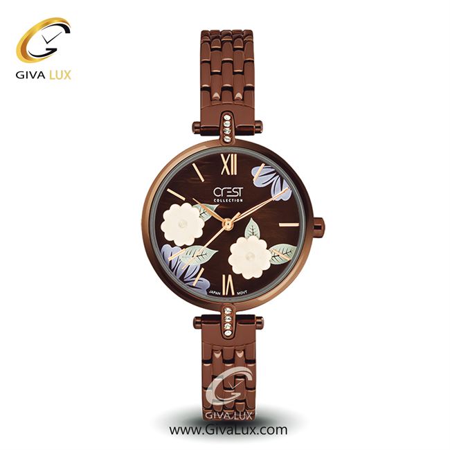 ساعت مچی اورجینال زنانه کرست قهوه ای | قهوه ای| قهوه ای-گلدار/طرحدار| کد رفرنس Crest6085