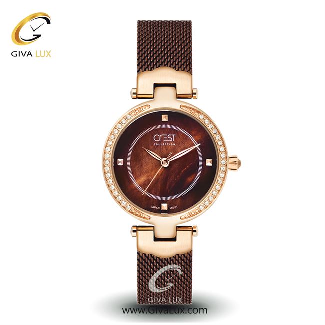 ساعت مچی اورجینال زنانه کرست رزگلد | قهوه ای| قهوه ای| کد رفرنس Crest6093