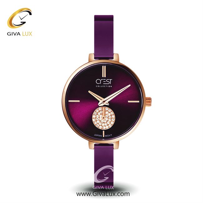 ساعت مچی اورجینال زنانه کرست رزگلد | بنفش| بنفش| کد رفرنس Crest6096