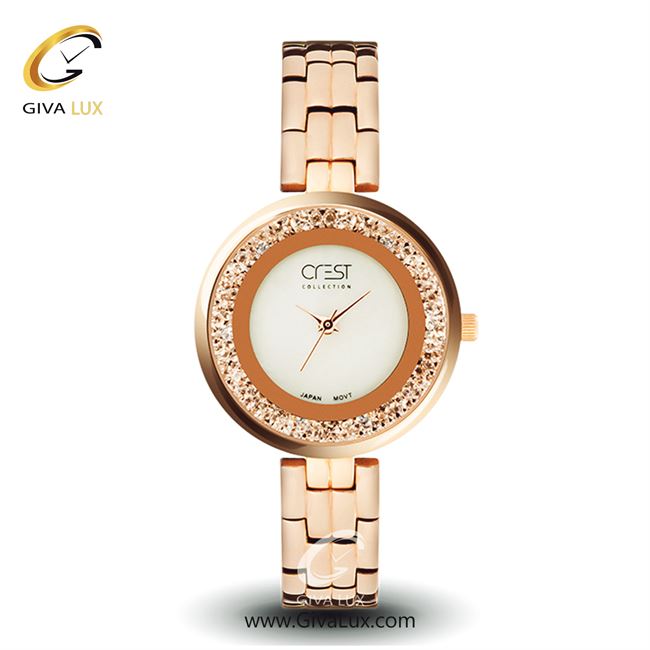 ساعت مچی اورجینال زنانه کرست رزگلد | رزگلد| رزگلد-سفید| کد رفرنس Crest6097