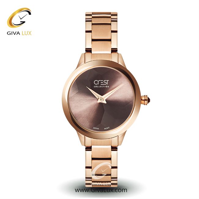 ساعت مچی اورجینال زنانه کرست رزگلد | رزگلد| قهوه ای| کد رفرنس Crest6099