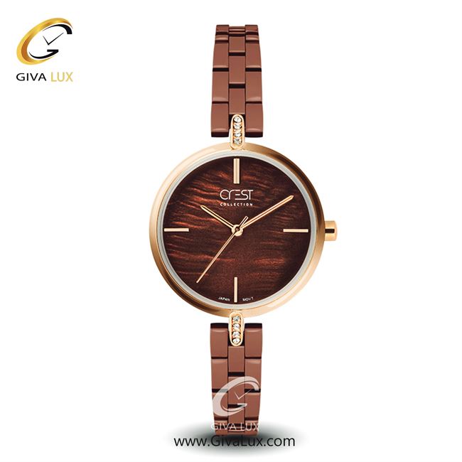 ساعت مچی اورجینال زنانه کرست رزگلد | قهوه ای| قهوه ای| کد رفرنس Crest6100