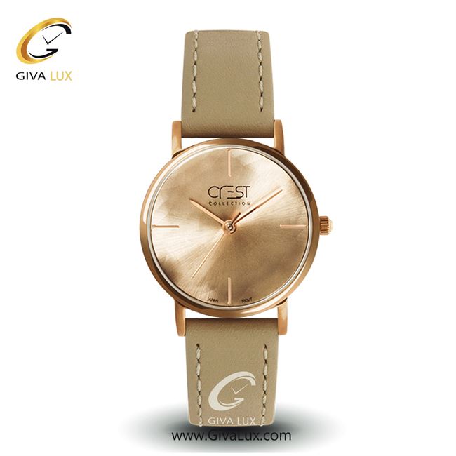 ساعت مچی اورجینال زنانه کرست رزگلد | کرم| رزگلد| کد رفرنس Crest6103
