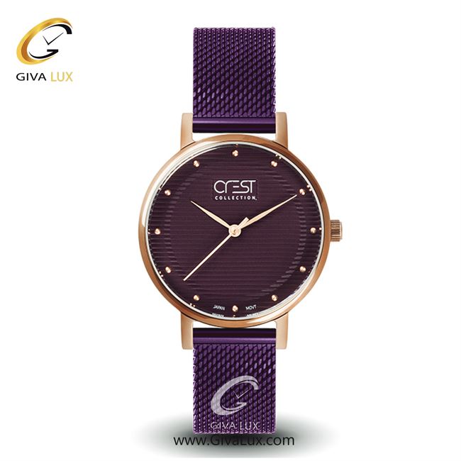 ساعت مچی اورجینال زنانه کرست رزگلد | بنفش| بنفش| کد رفرنس Crest6110