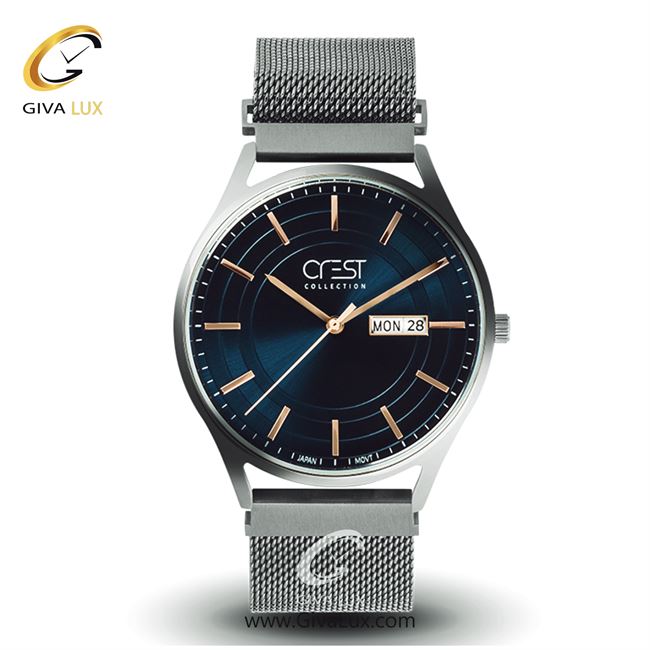 ساعت مچی اورجینال مردانه کرست نقره ای | نقره ای| آبی| کد رفرنس Crest6111