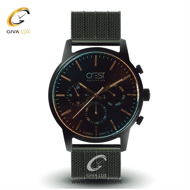 ساعت مچی اورجینال مردانه کرست سه موتوره فول تایم مشکی | نقره ای| مشکی| کد رفرنس Crest6114
