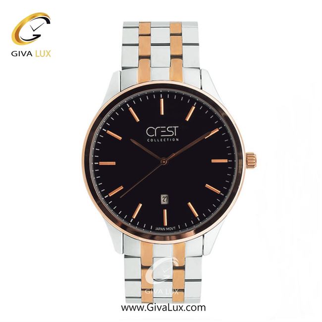 ساعت مچی اورجینال مردانه کرست رزگلد-نقره ای | رزگلد-نقره ای| مشکی| کد رفرنس Crest6701A