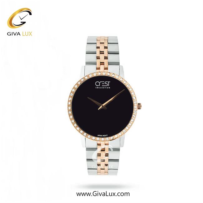 ساعت مچی اورجینال زنانه کرست رزگلد | نقره ای-رزگلد| مشکی| کد رفرنس Crest6702B