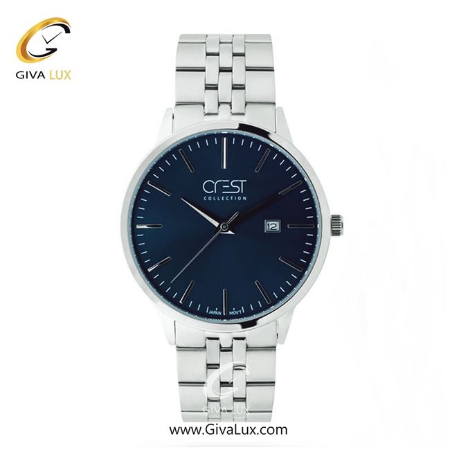 ساعت مچی اورجینال مردانه کرست نقره ای | نقره ای| سرمه ای| کد رفرنس Crest6705A