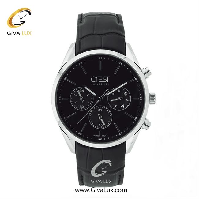 ساعت مچی اورجینال مردانه کرست سه موتوره فول تایم نقره ای | مشکی| مشکی| کد رفرنس Crest6708A