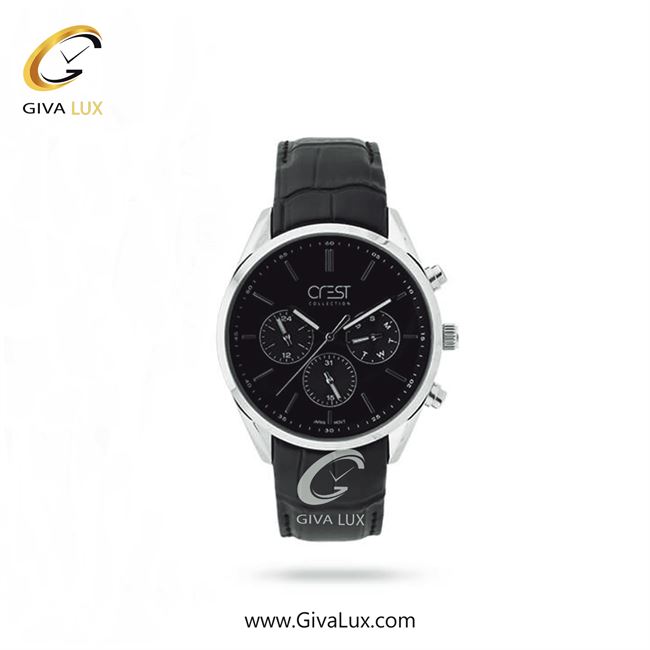 ساعت مچی اورجینال زنانه کرست سه موتوره فول تایم نقره ای | مشکی| مشکی| کد رفرنس Crest6708B