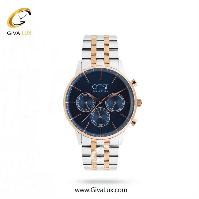 ساعت مچی اورجینال زنانه کرست سه موتوره فول تایم رزگلد-نقره ای | نقره ای-رزگلد| سرمه ای| کد رفرنس Crest6712B