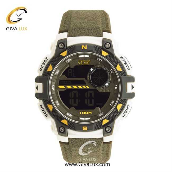 ساعت مچی اورجینال مردانه کرست سفید | خاکی| خاکی| کد رفرنس Crest9503