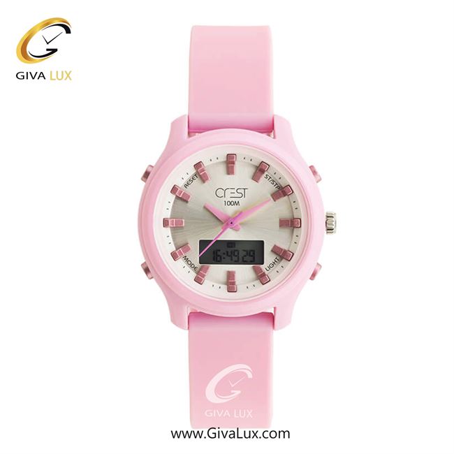 ساعت مچی اورجینال زنانه کرست دو زمانه صورتی | صورتی| سفید| کد رفرنس Crest9511