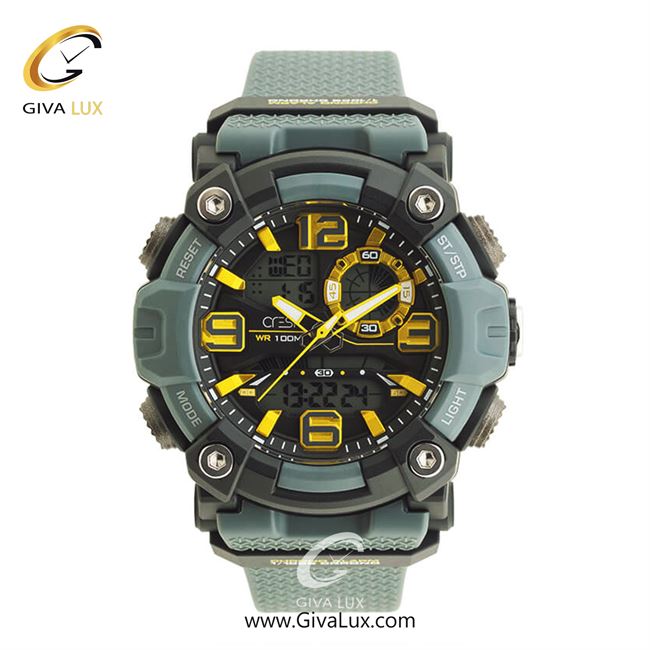 ساعت مچی اورجینال مردانه کرست دو زمانه طوسی | طوسی| مشکی| کد رفرنس Crest 9513-3