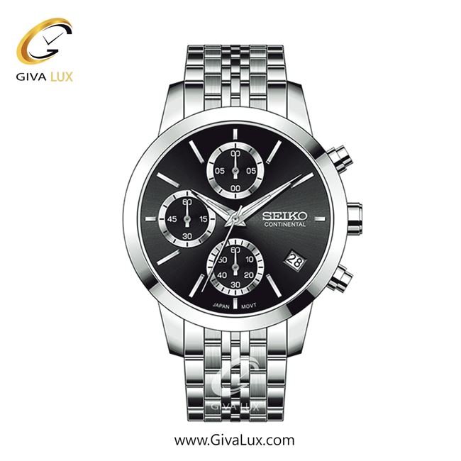 ساعت مچی اورجینال زنانه سیکو (کانتیننتال) | Seiko (Continental)  سه موتوره کرنوگراف نقره ای | نقره ای| مشکی| کد رفرنس 0412