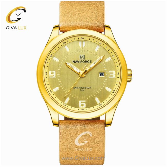 ساعت مچی اورجینال مردانه ناوی فورس|Naviforce|نوی فورس|نیوی فورس طلایی | قهوه ای| طلایی| کد رفرنس NF8024
