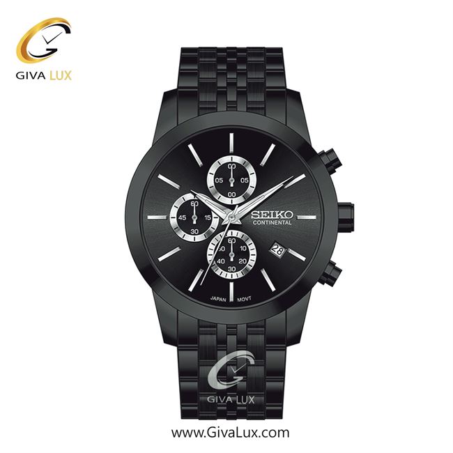 ساعت مچی اورجینال مردانه سیکو (کانتیننتال) | Seiko (Continental)  سه موتوره کرنوگراف مشکی | مشکی| مشکی| کد رفرنس 0412