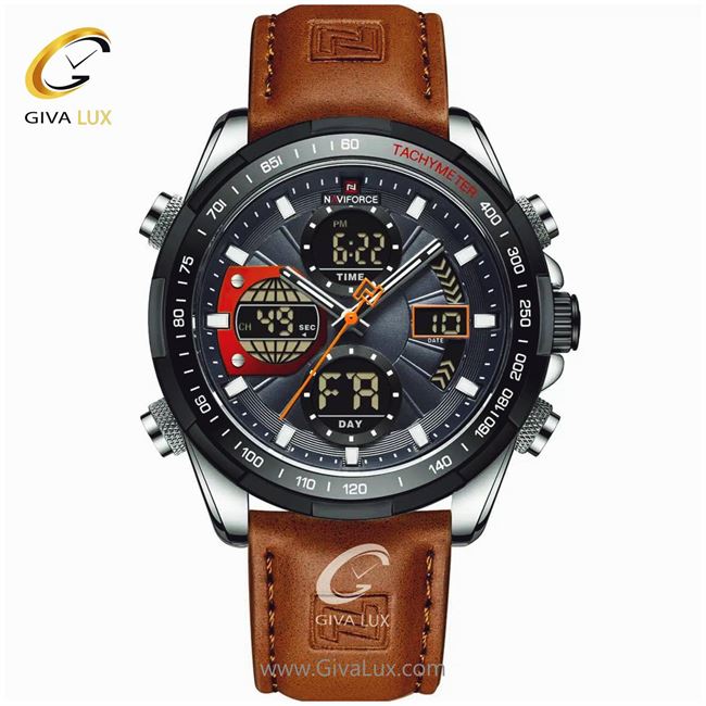ساعت مچی اورجینال مردانه ناوی فورس|Naviforce|نوی فورس|نیوی فورس دو زمانه مشکی-نقره ای | قهوه ای| مشکی| کد رفرنس NF9197L