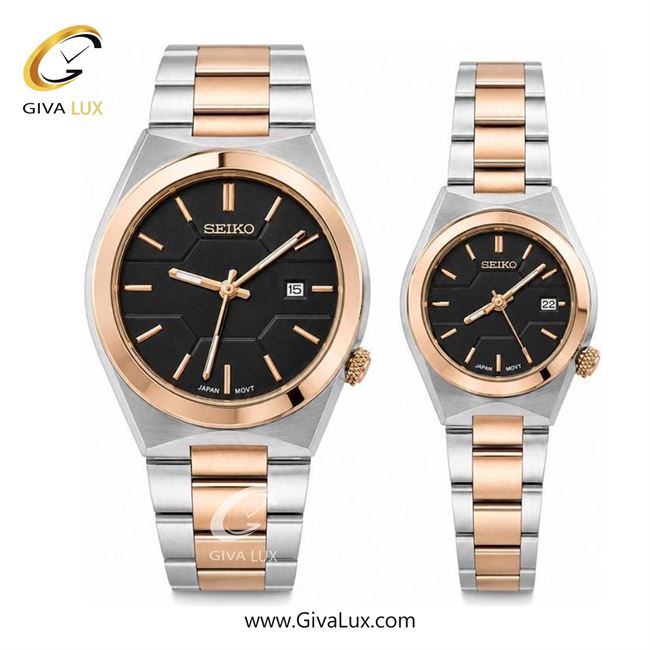 ساعت مچی  ست سیکو SEIKO  رزگلد-نقره ای | نقره ای-رزگلد| مشکی|