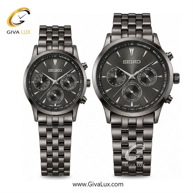 ساعت مچی  ست سیکو SEIKO سه موتوره فول تایم تیتانیوم | تیتانیوم| دودی|تیتانیوم|