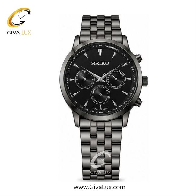 ساعت مچی  مردانه سیکو SEIKO سه موتوره فول تایم تیتانیوم | تیتانیوم| مشکی|