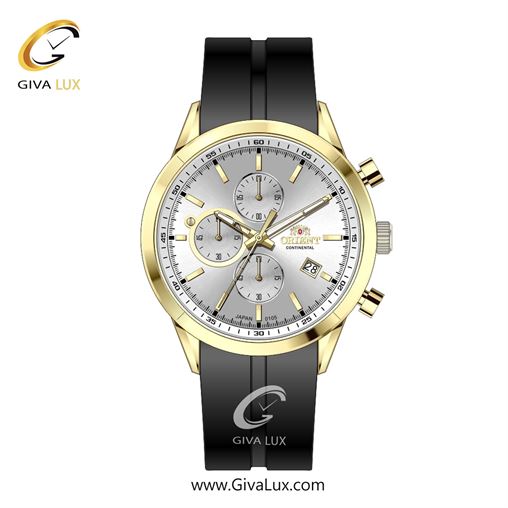 ساعت مچی اورجینال مردانه اورینت (کانتیننتال) | Orient (Continental) سه موتوره کرنوگراف طلایی | مشکی| نقره ای| کد رفرنس 105