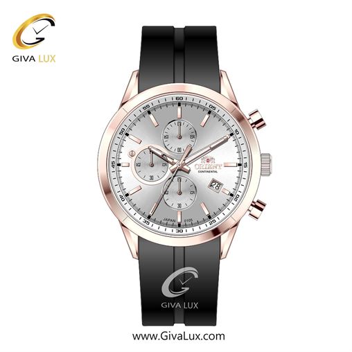 ساعت مچی اورجینال مردانه اورینت (کانتیننتال) | Orient (Continental) سه موتوره کرنوگراف رزگلد | مشکی| نقره ای| کد رفرنس 105