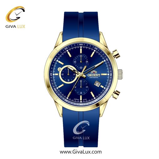 ساعت مچی اورجینال مردانه اورینت (کانتیننتال) | Orient (Continental) سه موتوره کرنوگراف طلایی | سرمه ای| سرمه ای| کد رفرنس 105