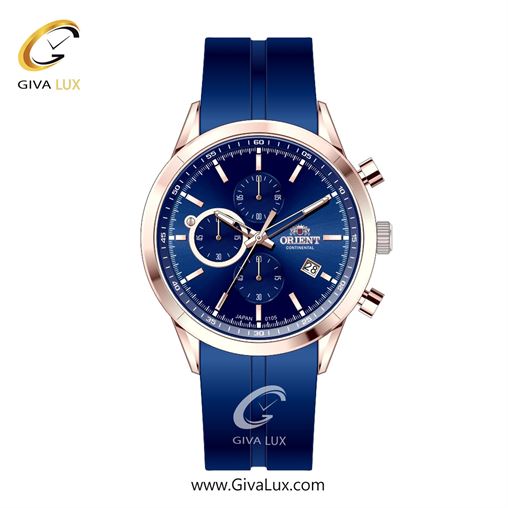 ساعت مچی اورجینال مردانه اورینت (کانتیننتال) | Orient (Continental) سه موتوره کرنوگراف رزگلد | سرمه ای| سرمه ای| کد رفرنس 105