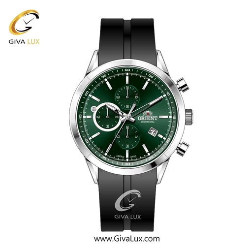 ساعت مچی اورجینال مردانه اورینت (کانتیننتال) | Orient (Continental) سه موتوره کرنوگراف نقره ای | مشکی| سبز یشمی تیره| کد رفرنس 105