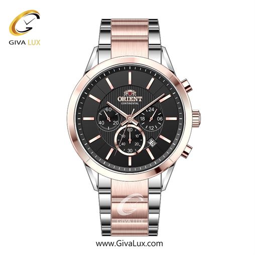 ساعت مچی اورجینال مردانه اورینت (کانتیننتال) | Orient (Continental) سه موتوره کرنوگراف رزگلد | رزگلد-نقره ای| مشکی| کد رفرنس 106