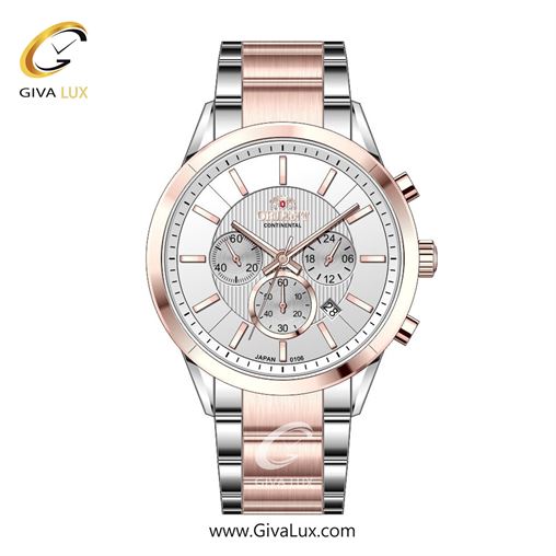 ساعت مچی اورجینال مردانه اورینت (کانتیننتال) | Orient (Continental) سه موتوره کرنوگراف رزگلد | نقره ای-رزگلد| نقره ای| کد رفرنس 106