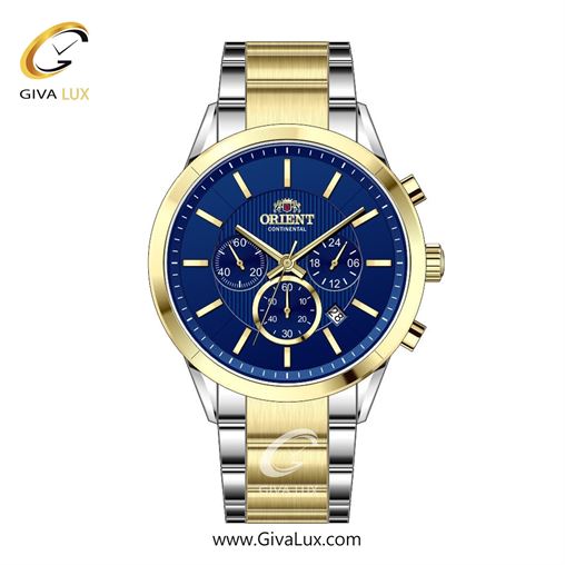 ساعت مچی اورجینال مردانه اورینت (کانتیننتال) | Orient (Continental) سه موتوره کرنوگراف طلایی | طلایی-نقره ای| سرمه ای| کد رفرنس 106