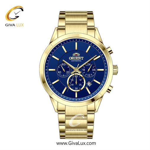 ساعت مچی اورجینال مردانه اورینت (کانتیننتال) | Orient (Continental) سه موتوره کرنوگراف طلایی | طلایی| سرمه ای| کد رفرنس 106