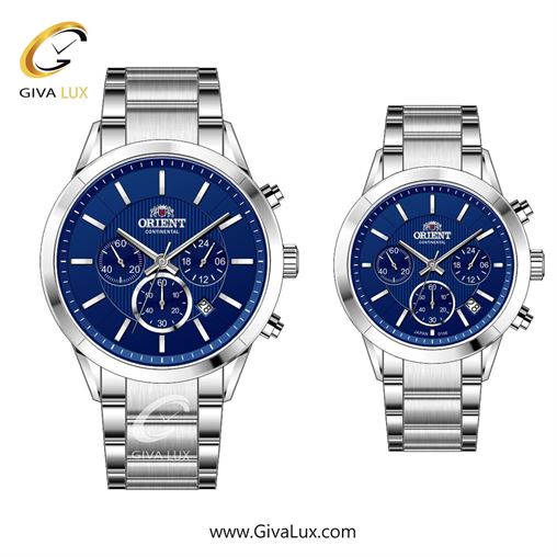 ساعت مچی اورجینال ست اورینت (کانتیننتال) | Orient (Continental) سه موتوره کرنوگراف نقره ای | نقره ای| سرمه ای| کد رفرنس 106